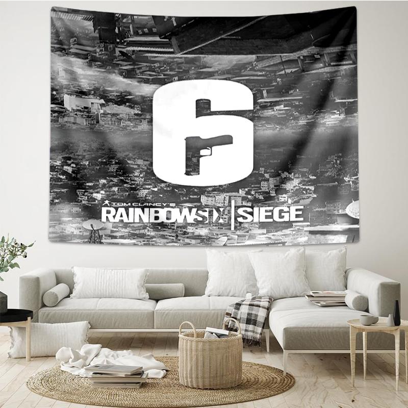 Rainbow Six Siege Nyomtatott Faliszőnyeg, Háttér, Könnyen Felszerelhető, Ideális Hálószobába, Irodába és Nappaliba, Esztétikus Falra Akasztható Díszekkel.