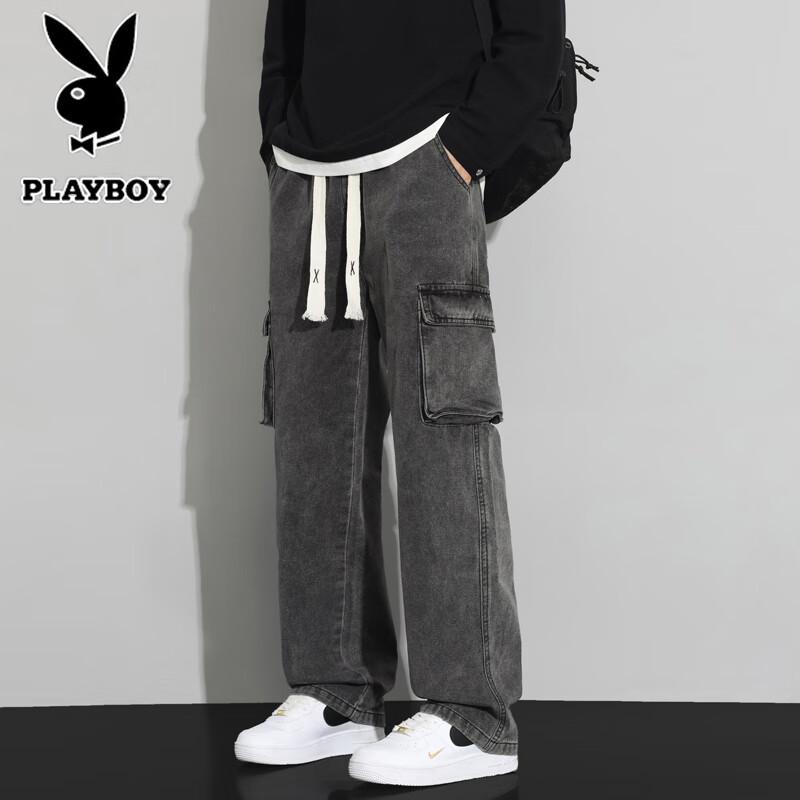 PLAYBOY Men's Loose Straight-Leg Workwear Jeans