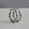 Silver-Plated Hand-Carved Pattern Circle Dangle Earrings for Women Retro Exaggerated Hypoallergenic Earrings Fashion Jewelry