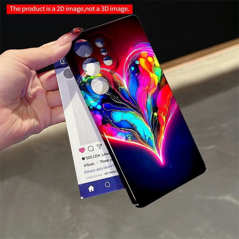 2DFlat Samsung phone case Neon Rainbow Heart Abstract Art Phone Case Applicable to Galaxy S23 S24 S25ULTRA S26 A12 A14 A15 A16 A54 A55