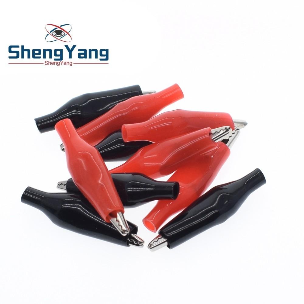 28MM Metal Alligator Clip G98 Crocodile Electrical Clamp for Testing Probe Meter Black and Red with Plastic Boot Rated