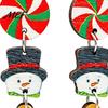 Gingerbread Man Accessories 1 Pair Christmas Wooden Dangle Drop Earrings for Women, Cute Santa Festive Party Jewelry Candy Cane Earrings, Vintage