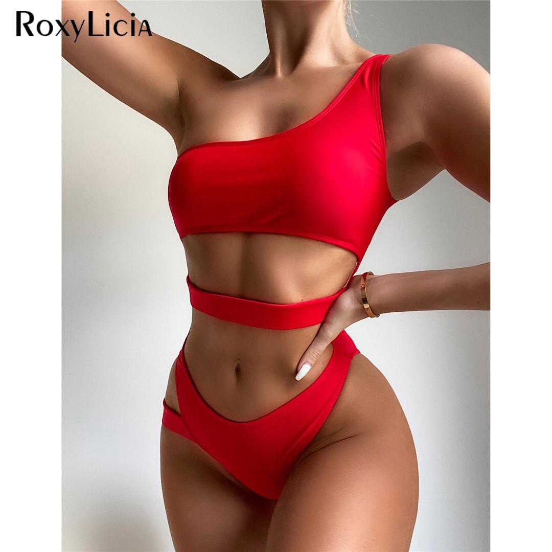 

Сексуальный асимметричный цельный купальник с вырезом на животе, женский купальник на одно плечо, купальный костюм для плавания