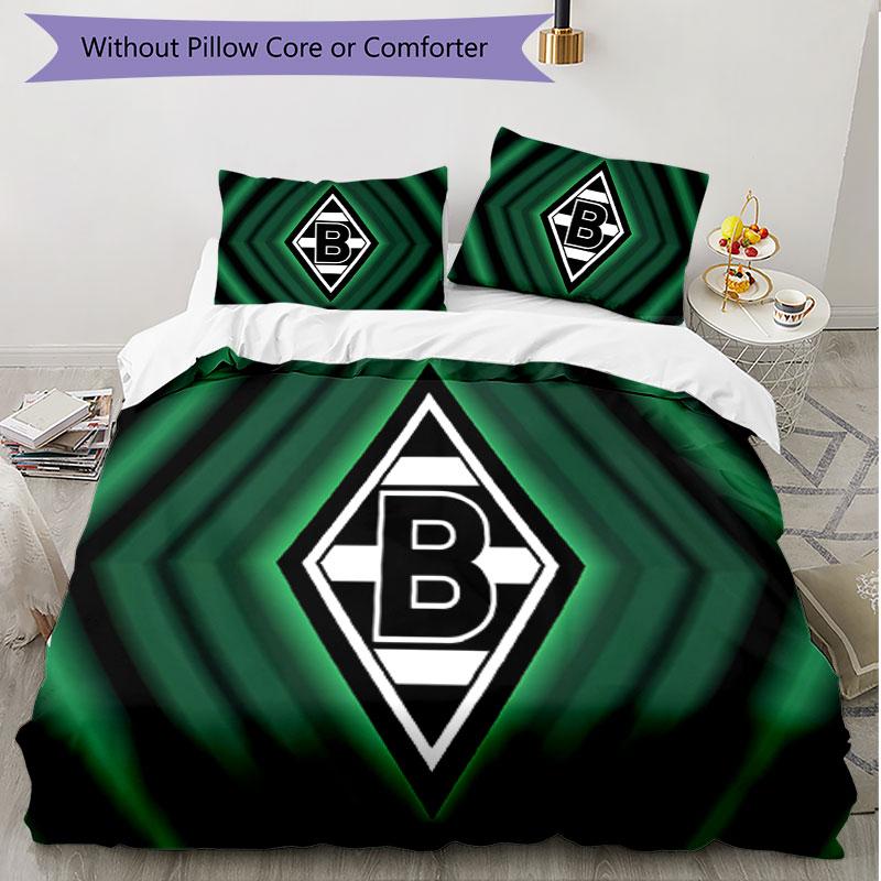 Parure de lit 3 pièces avec housse de couette (1*Housse de couette + 2*Taie d'oreiller, sans noyau), Ensemble de literie doux toutes saisons imprimé Borussia Mönchengladbach, Cadeau de décoration pour chambre à coucher à la maison