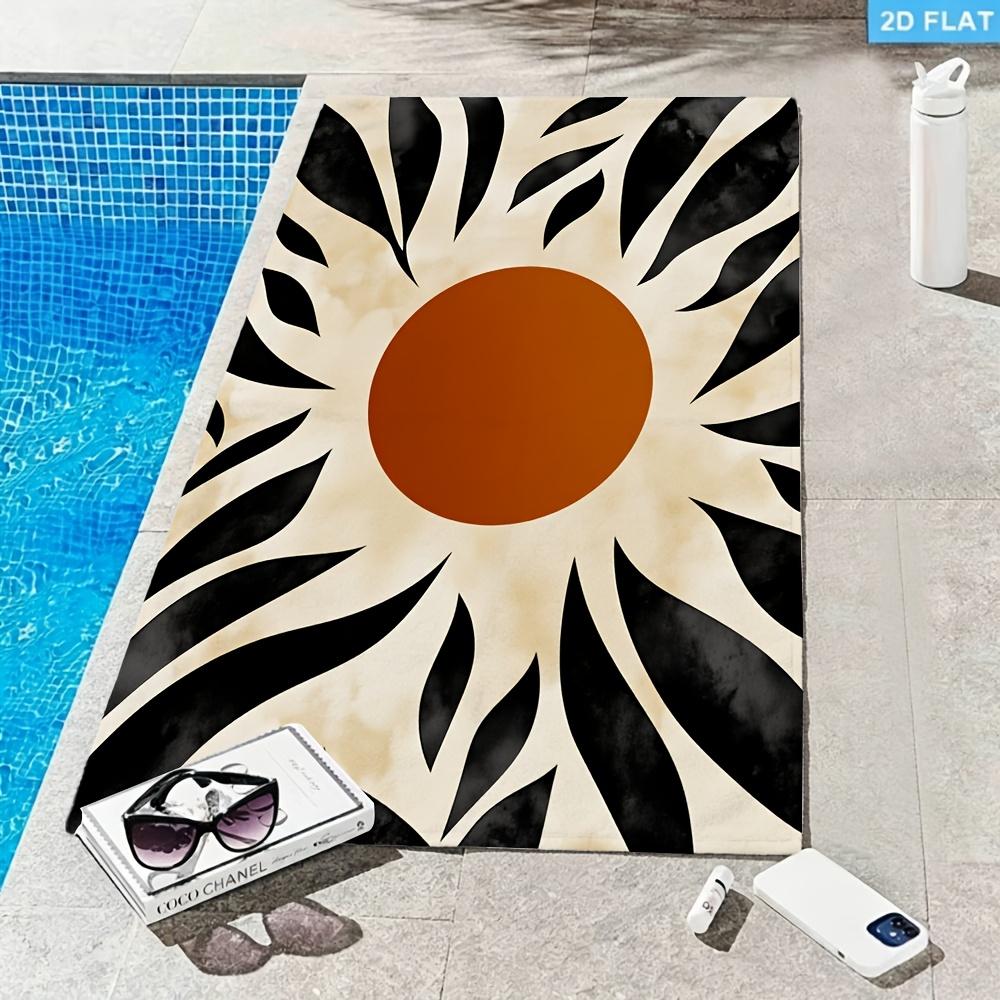 Minimalist Abstract Sun Microfiber Beach Towel Sandproof Waterproof Bath Towel Large Pool Blanket Summer Vacation