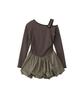 Salon De Yon Off Shoulder Ballet Core Mini Dress_ Gray