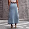 Retro European-American Women's Washed Denim Summer Skirt with Drawstring Waist