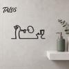 Lustiges Badezimmer-Wandschild, 3D-gedruckte minimalistische Linienkunst Toiletten-Wandkunst, Schwarzes modernes Zuhause-Dekor für Badezimmer Waschraum