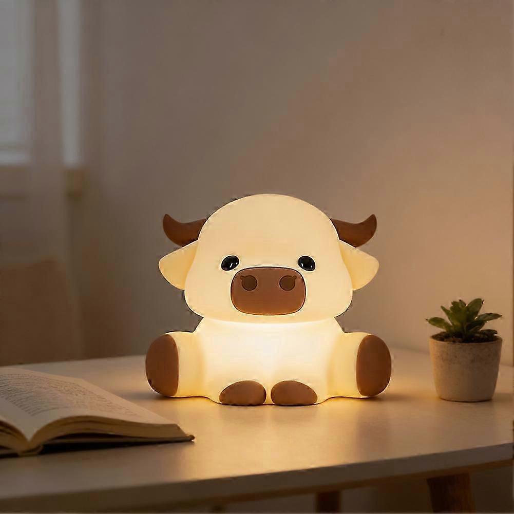 Highland-Cow Silicone Squishys LED Night Light Soft Silicone LED Touch Lamp for Kids for Breastfeeding Sleeping!ZZ51