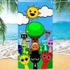 1 Peça Toalha de Praia Sprunki Incredibox, Toalha de Banho com Personagem de Desenho Animado Ensolarado, Toalha de Piscina Macia de Microfibra para Crianças e Fãs, Praia de Verão