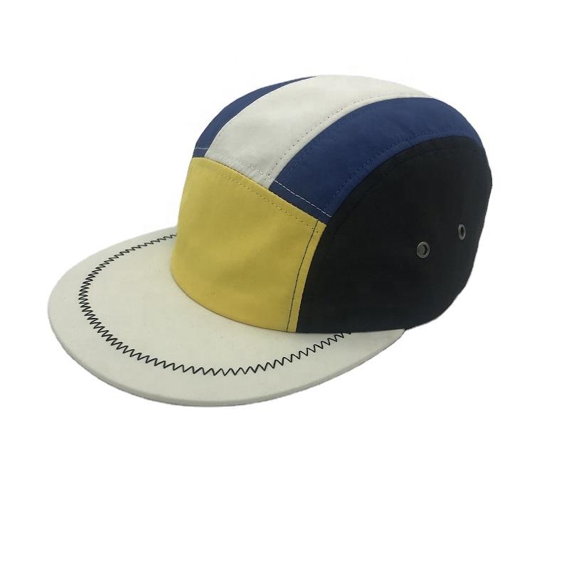 Flat Brim Contrast Color Running Sports Cap Hat Custom Logo 7 Panel Nylon Plain Cycling Snapback Sports Caps