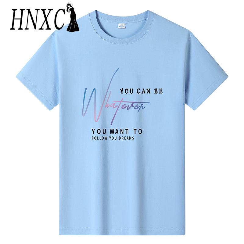 HNXC Puuvillane lühikeste varrukatega T-särk Meeste moodne vaba poolvarrukatega särk trükitud kaastundesärk