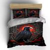 "Raven Art Decor Set Halloween" Bedding Set with 1 Duvet Cover 2 Pillowcases Single Double King Queen, Gift