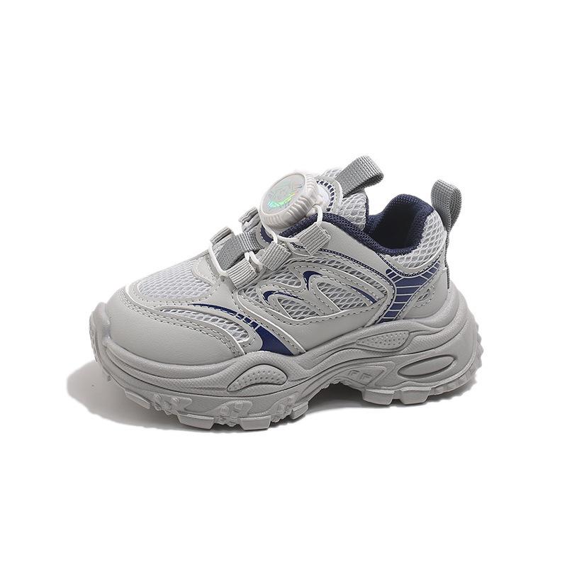 Kids Trendy Spring/Autumn Dad Sneakers: Soft, Breathable Shoes with Knob Buckles for Boys & Girls Size 24: 15cm