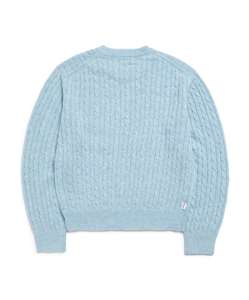 Mark Gonzales Women'S Angel Cable Round Neck Knit - L/Blue