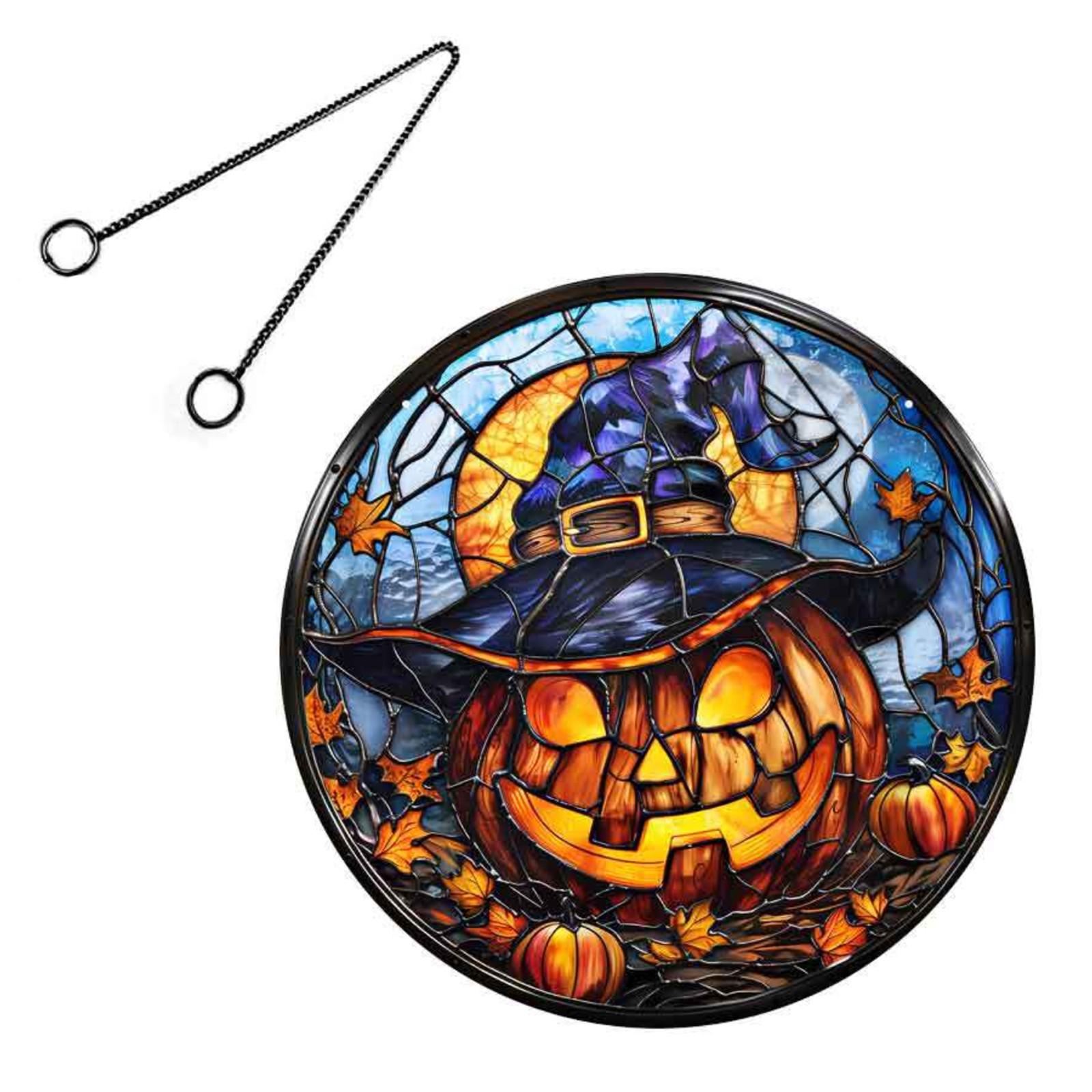 

2D Acrylic Translucent Pendant Halloween Luminous Pumpkin Decoration Hanging Plate 20cm One Size