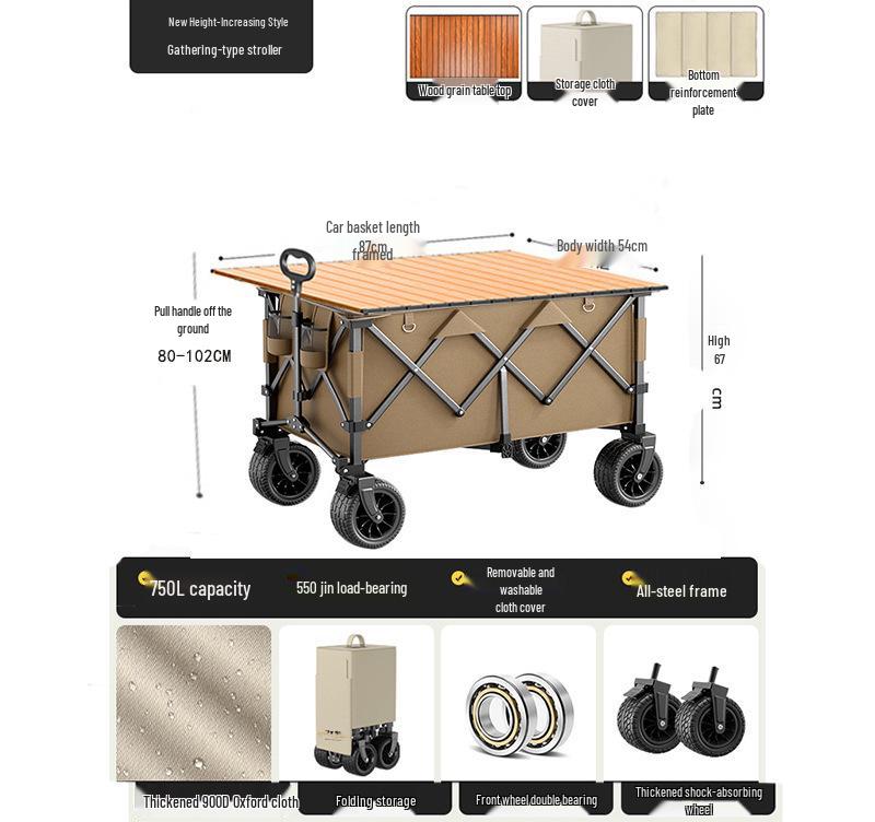 Tragbarer Falt-Campingwagen für Outdoor-Picknick- und Camping-Abenteuer