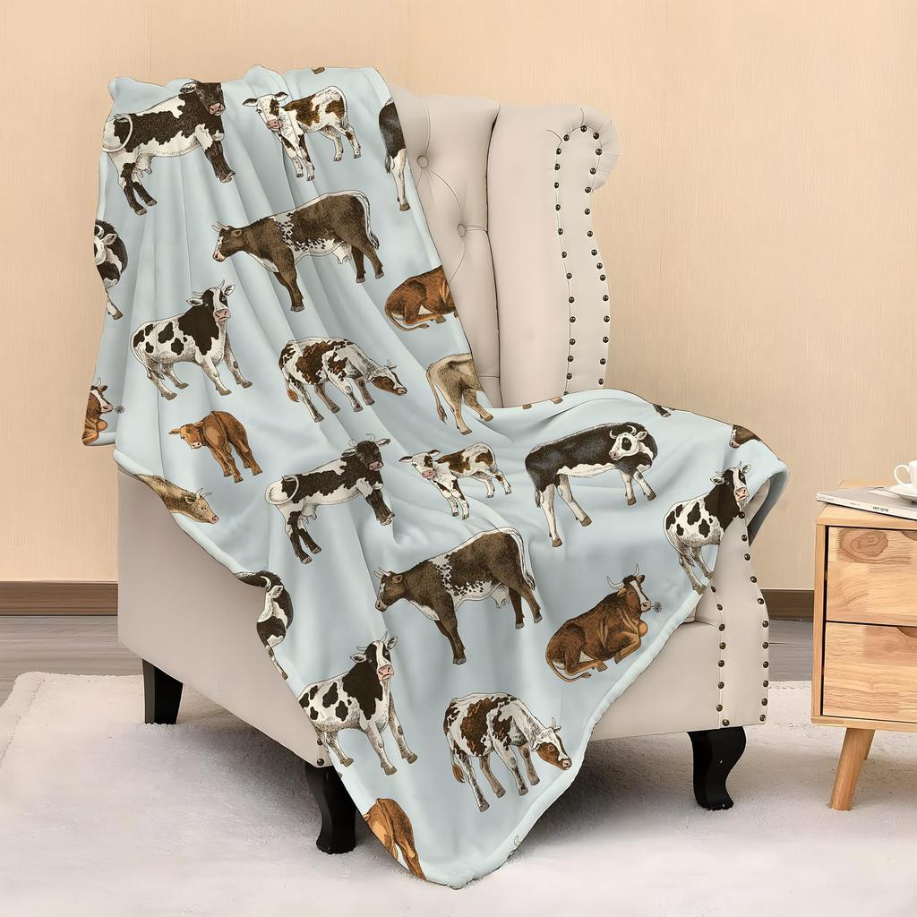 Cartoon animal patterns digital-printed polyester Bedroom velvet flannel soft sofa cover blanket Fleece cover blankets for beds