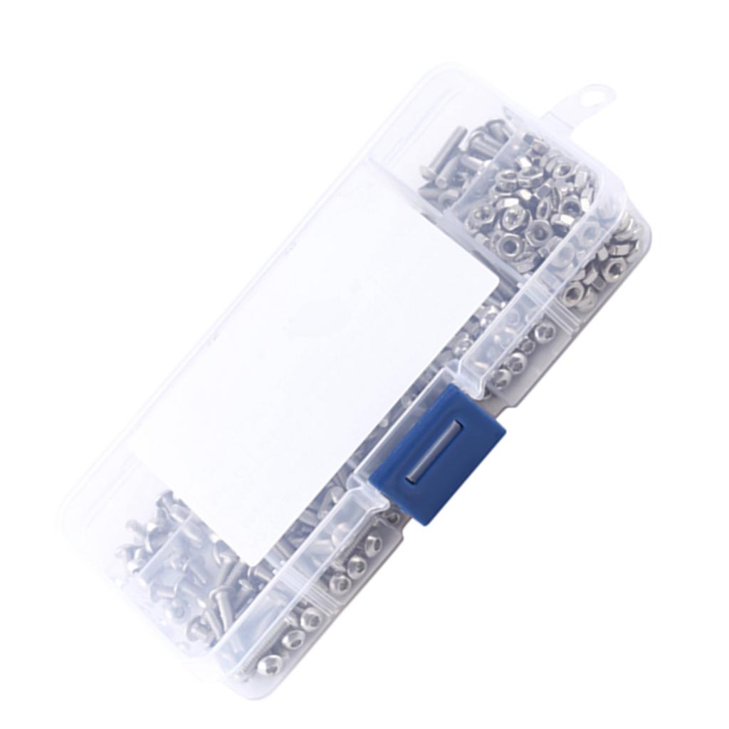 340pcs M3 Stainless Steel SS304 Button Head Hex Socket Screw Bolt Nut Assortment Kit