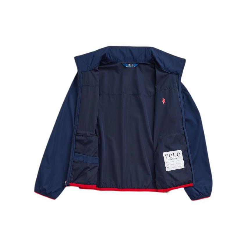 Polo Ralph Lauren Jacket Ss24 Solid Color Small Pony Embroidery Water-Resistant Hooded Zipper Casual Kids Jackets Dark-Blue CWPOOTWY6020290-410