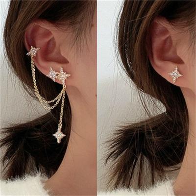 Estetický řetízek Náušnice Náušnice Křišťálová hvězda Náušnice Roztomilé doplňky Egirl Korean Fashion Náušnice se střapcem Aretes De Mujer