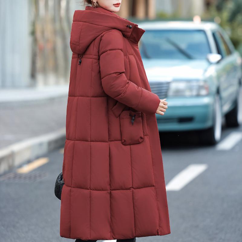 Mode Damen Langer Mantel Winterjacken Kapuze Elegant Locker Dick Warm Übergröße Damen Parkas