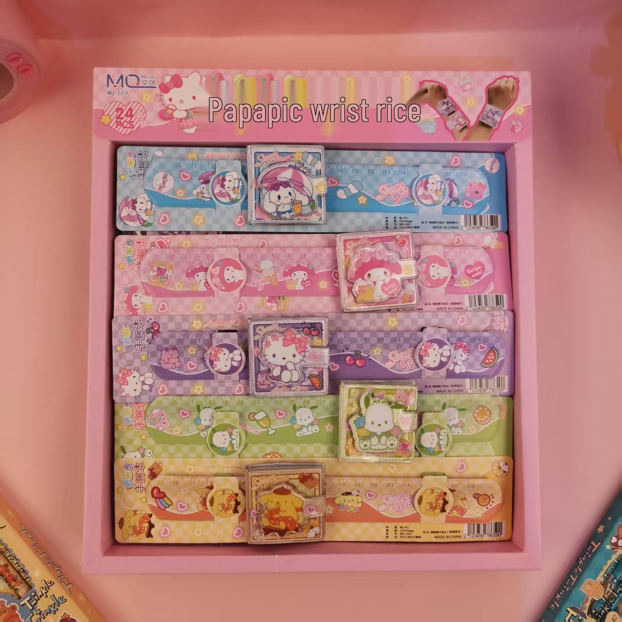 Браслет-хлопушка Sanrio и мини-блокнот со стикерами для школьников и детей