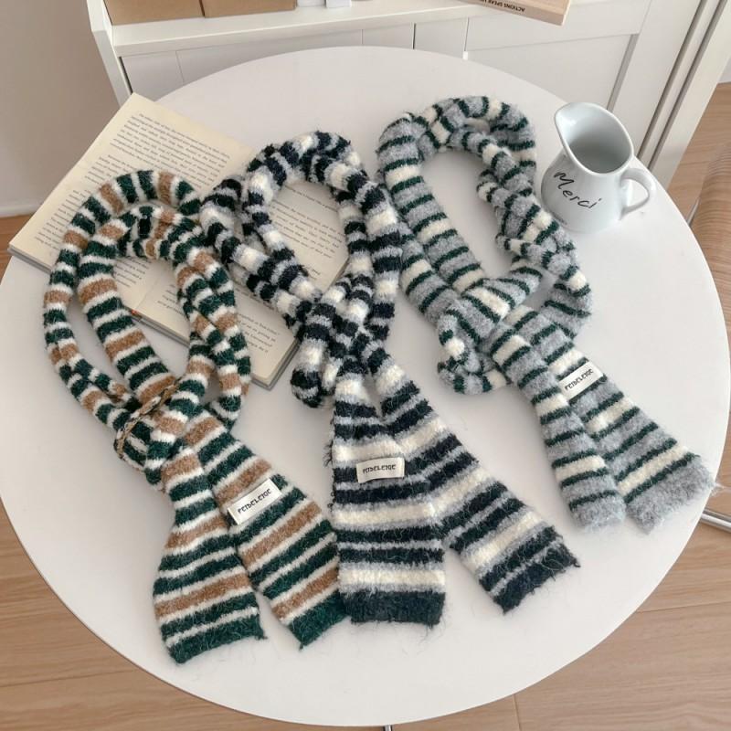 Womens Knitted Striped Long Warm Scarf Winter Chic Style Lightweight Wool Blend Neck Wrap Office Casual Wear