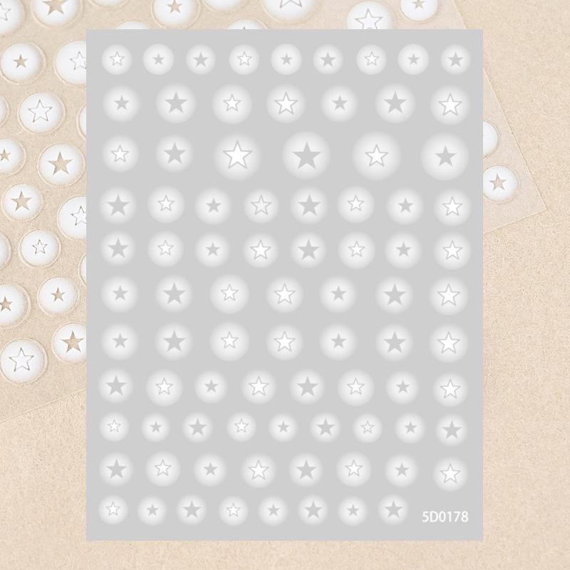 Smudged Semi-Transparent Hollow Butterfly Manicure Sticker, Love Star White Spray-Free Nude Nail Decorative Sticker
