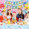 35Pcs Cartoon Party Decorations Set, Cartoon Birthday Party Supplies-Cartoon Birthday Decors Banners Tablecloth Spirals&Cartoon Balloons Cake Toppers