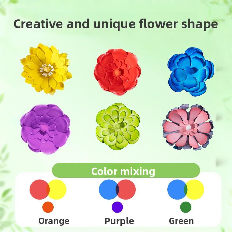 58Pcs Color Flowers Diy Decoration Building Blocks Liquid Tie Dye Toys Botanical Set Bricks Set Craft Gift For Girl Friends Kids