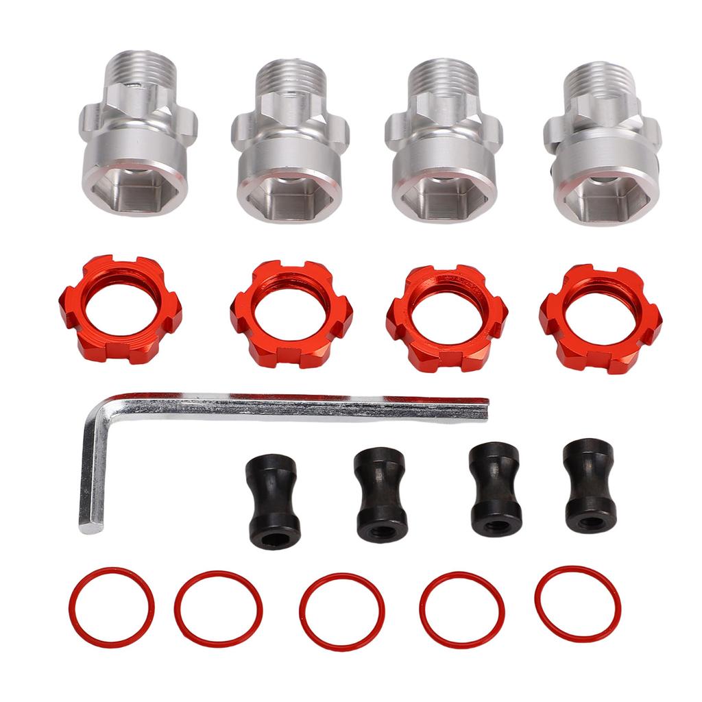 Splined Wheel Hex Hub Adapter Fit for Traxxas Slash 2WD Metal 12mm to 17mm Wheel Hex Adapter Red