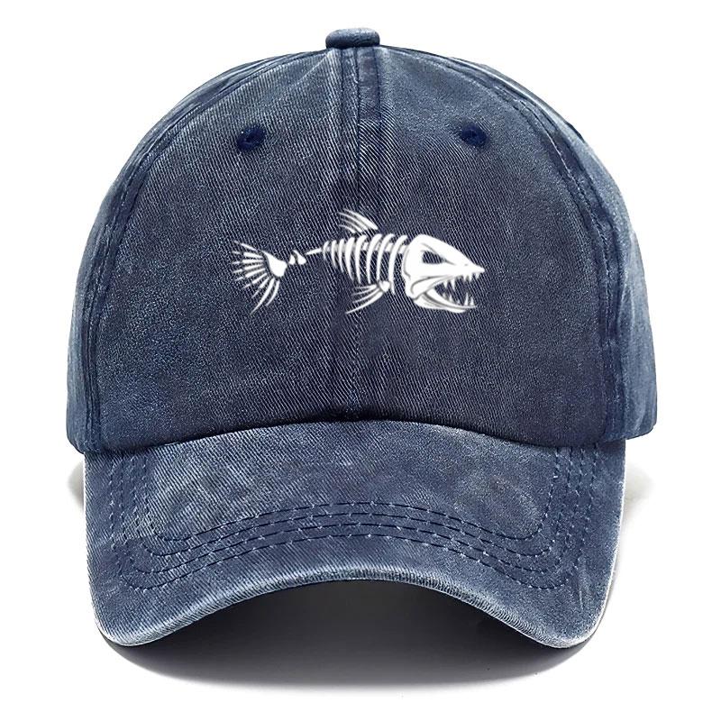 Customize Fish Bone Print Vintage Washed Cotton Baseball Cap Adjustable Distressed Unisex Trucker Hat for Men Women Outdoor Hats