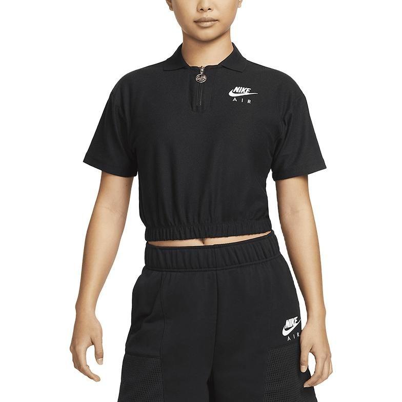 Nike Polo Shirts Women's Black Polo Collar Moderate Nipped In Waist dm6465-010