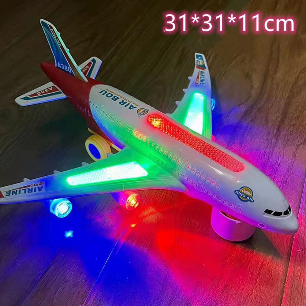 Electronic Airplane Toy with Automatic Rotation Go, Flashing Lights & Music Sounds - Aircraft Gift for Boys & Girls Age 3-12