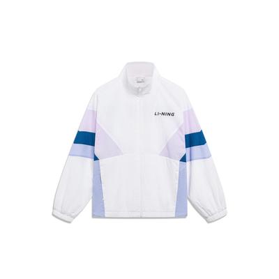 Li Ning Sport Fashion Series Color Block Letter Print Stand Collar Jacket Unisex Jacket White AJDT503-2