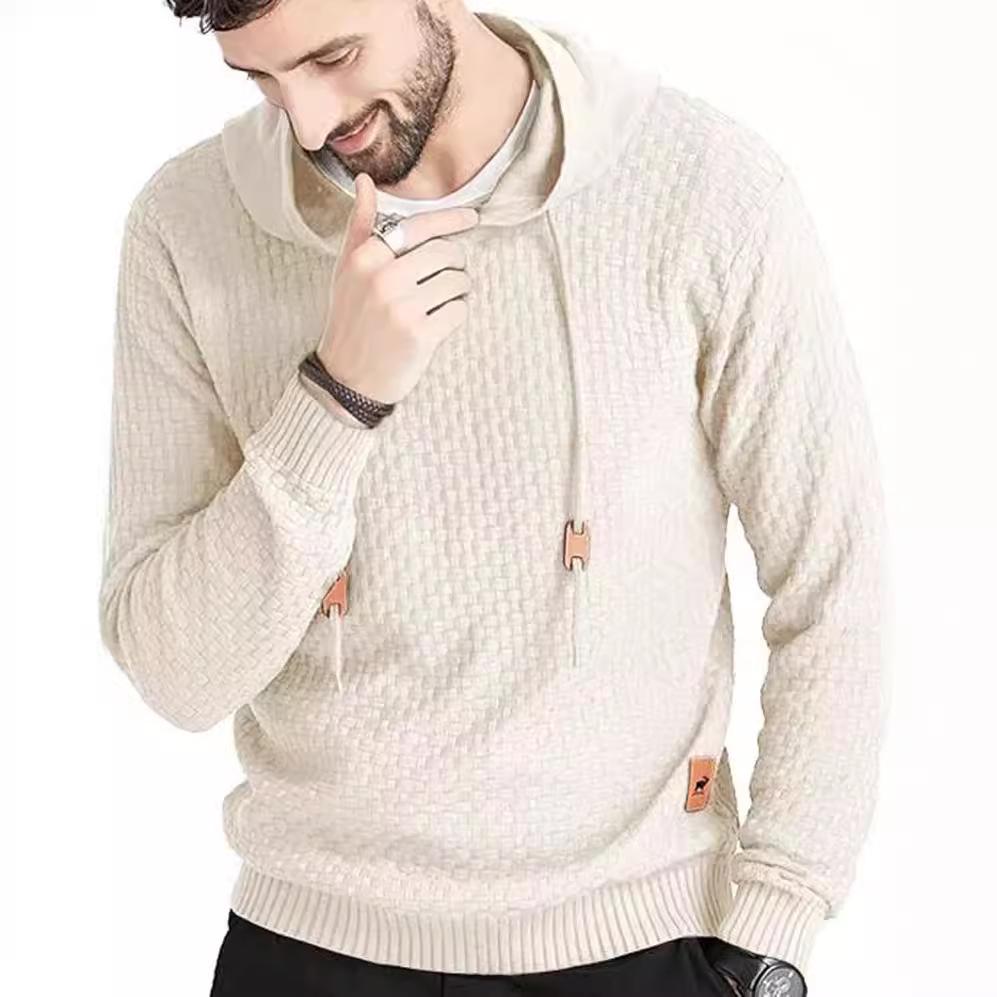 Zaitun Men's Long Sleeve Knitted Hooded Sweatshirt