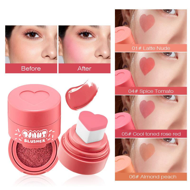 6 Farben Love Air Cushion Liquid Blush Face Lip Universal Natural Nude Matte Velvet Blush Makeup Geschenk für Frauen