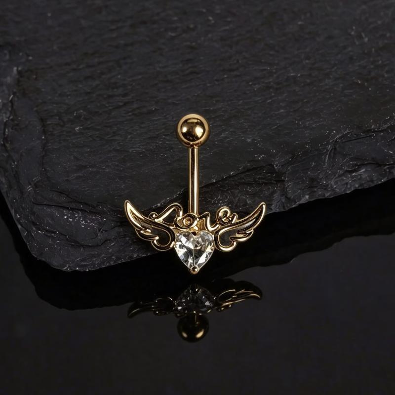 Minimalist Angel Wings Navel Piercing Ring Sexy Hypoallergenic Stainless Steel Belly Button Body Jewelry for Women