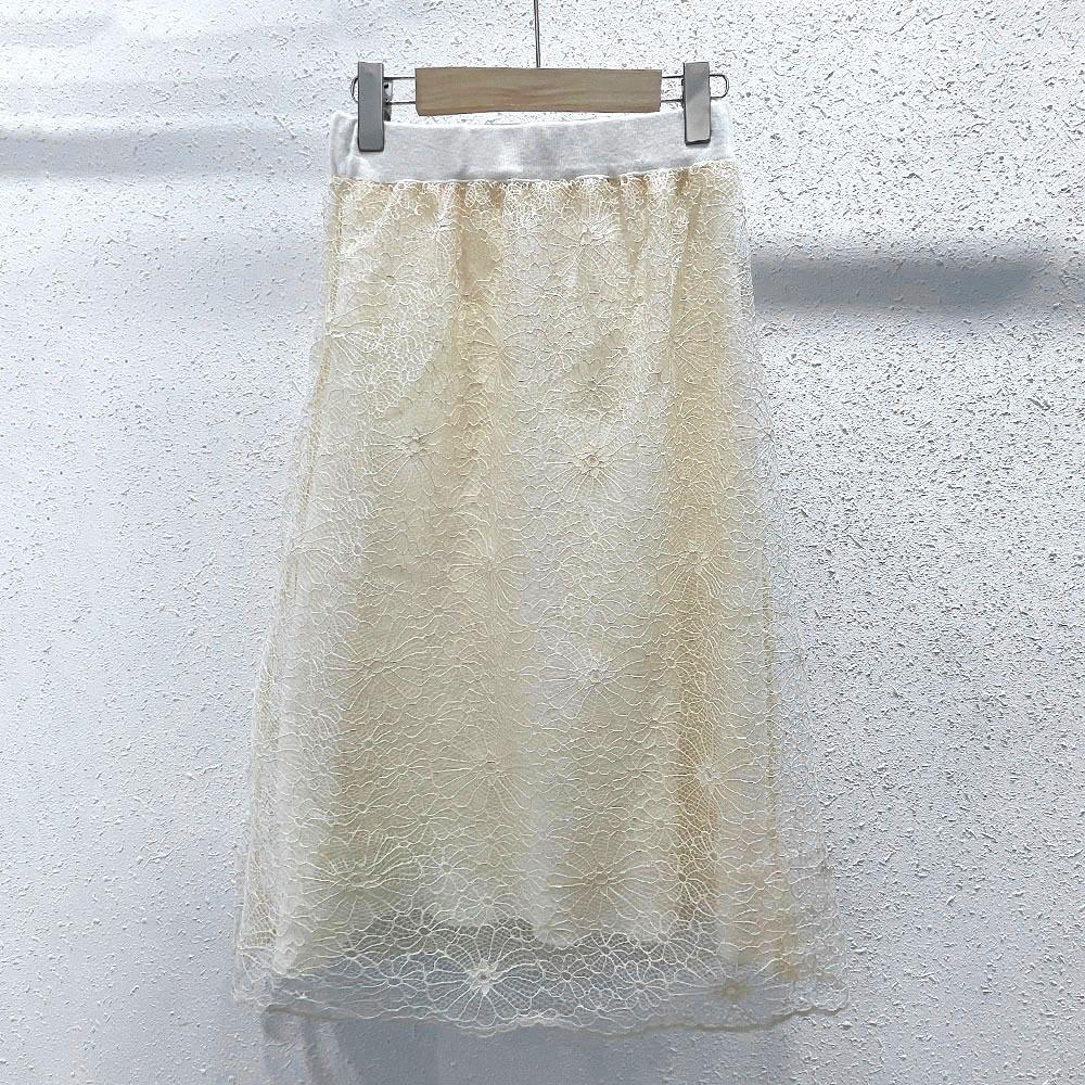 

Юбка из полого кружева Temperament, женская новая двухслойная тонкая юбка А-образной формы, популярная юбка one size fits all