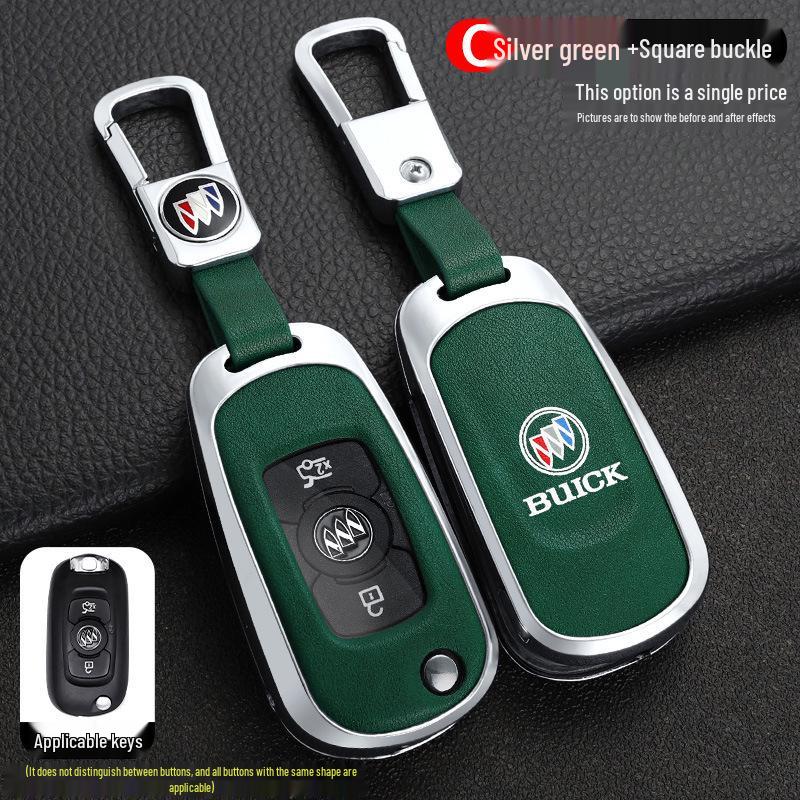 Leather Metal Car Key Cover for 16-17 Buick Verano GS Sedan/Hatchback