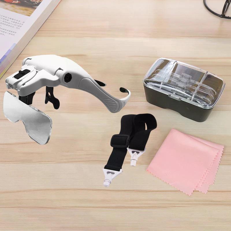 5 Lens Adjustable Magnifier Eyelash Extension Magnifying Glasses LED Light Lamp Grafting Repair Tattoo Individual Lashes