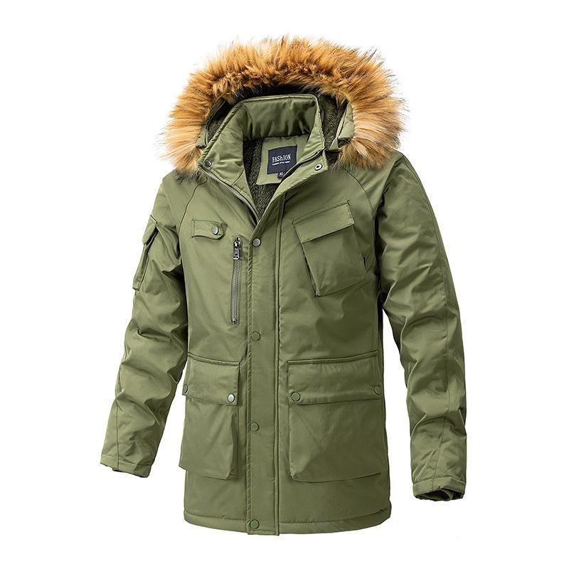Pure cotton jacket men's autumn and winter thickened cotton-padded jacket loose casual medium and long cotton-padded jacket men's jacket