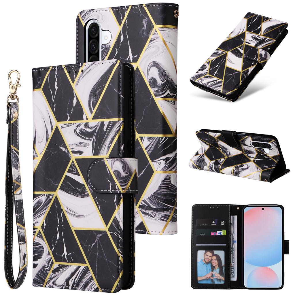 For Samsung Galaxy A56 5G Case Lacquered Marble Pattern Leather Phone Cover