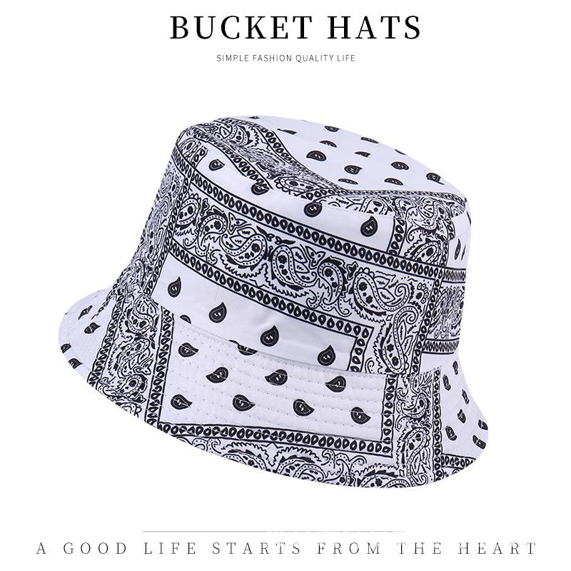 Trendy versatile sunshade sun hat summer double-sided pot hat printed bucket hat women