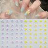 S.A.V.I 2 Sheets - 3D Floral Nail Art Stickers Yellow & Pink Blue Flower Design, Self Adhesive Resin Decals, Glossy Raised Decoration for Gel Acryl