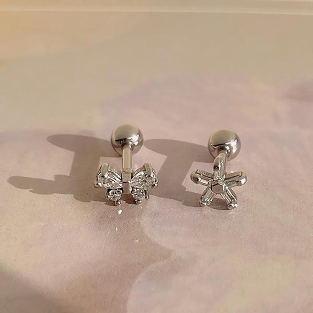 Surgical steel cubic square flower ribbon piercing
