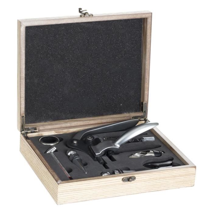 Coffret Sommelier - Marc - 9 Places - Bois - Gris - 9 Compartiments