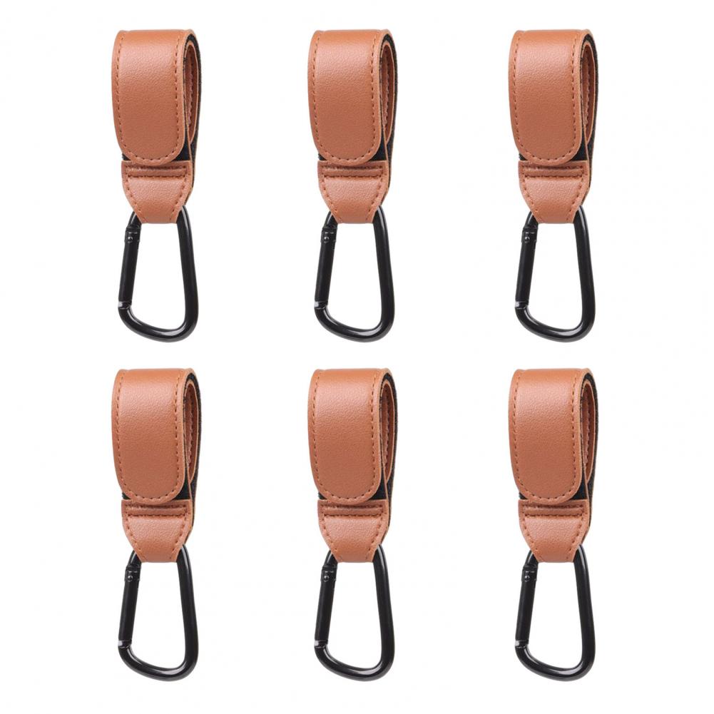 Fastener Tape Hook Durable Stroller Hook Baby Stroller Hook Set with Faux Leather Fastener Tape Diaper Bag Hanger for Prams