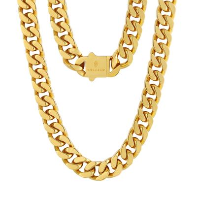 Necklace Width 12mm K18 Gold Plated Popular Kihei Miami Cuban Chain Thick Surgical Stainless Steel Cut HIPHOP Rapper B Series Accessories Gift